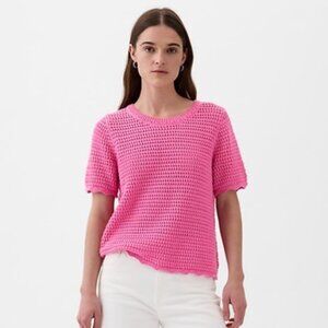 Gap Crochet Crewneck Short Sleeve Sweater